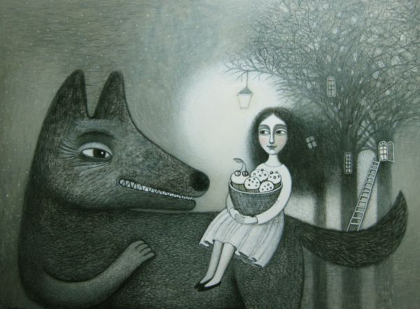 Девочка и волк, 110Х150, х. акр., 2013 г.